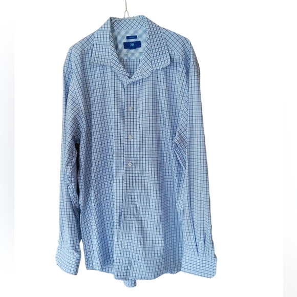 Egara Men's Size XLT Blue & Orange Checker Button Up Dress Shirt - Picture 1 of 4